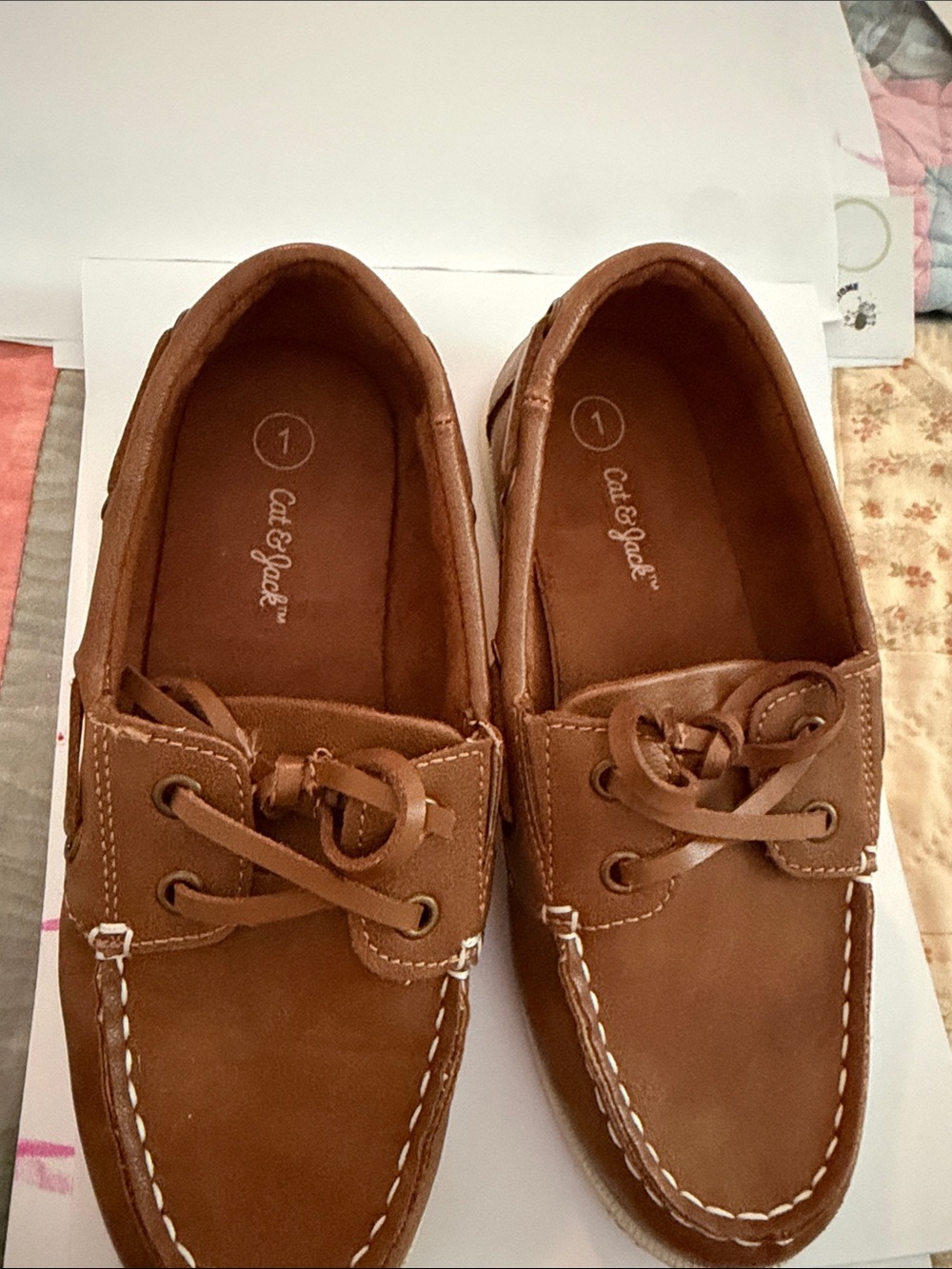 Cat & Jack Brown Kids Moccasin Boat Shoes